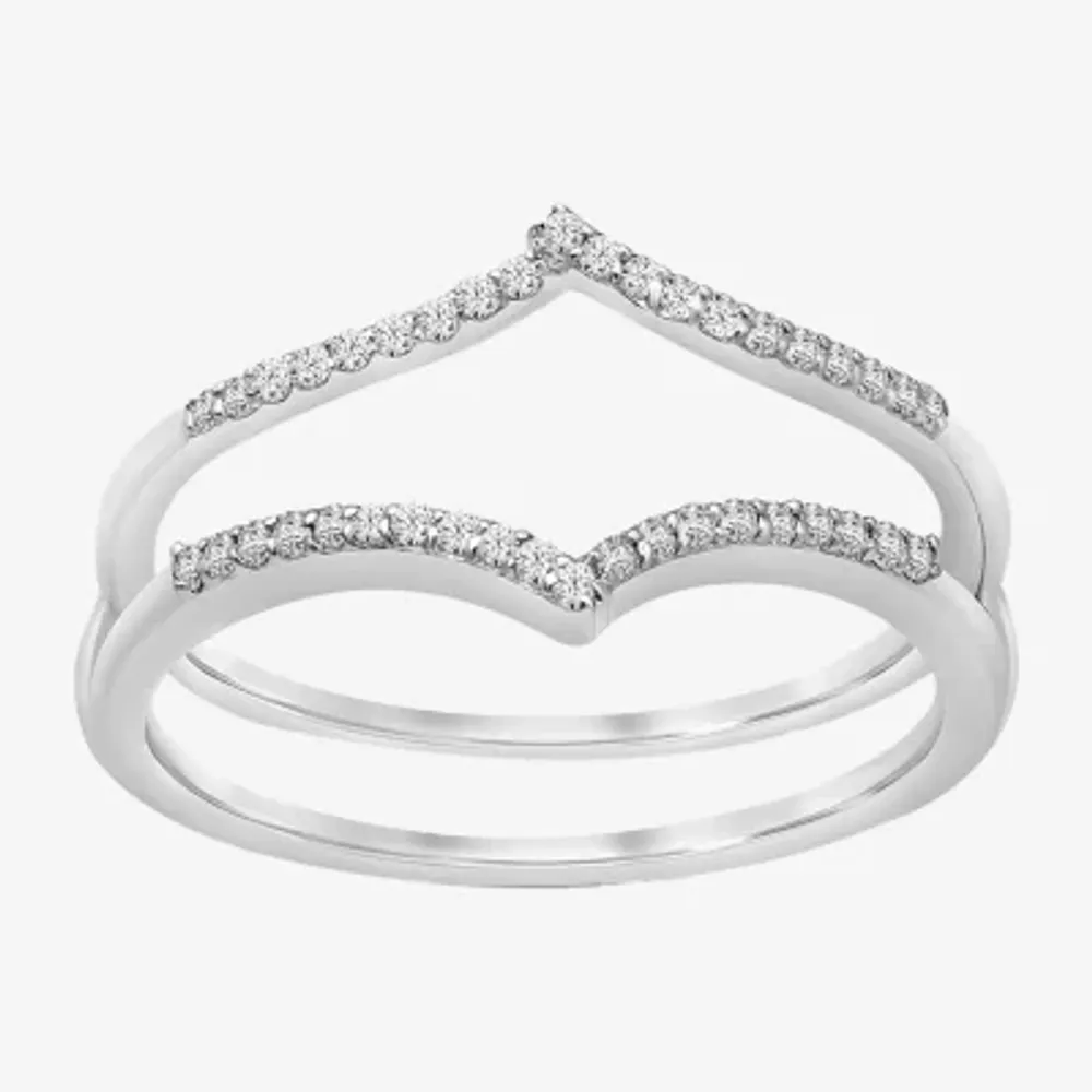 Womens 1/7 CT.T.W. Natural Diamond 10K or 14K White Gold Ring Guard