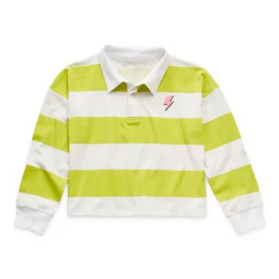 Thereabouts Little & Big Kid Girls Long Sleeve Regular Fit Point Collar Rugby Shirt
