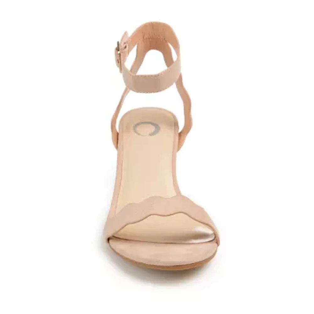 Journee Collection Loucia Womens Round Open Toe Wedge Heel Pumps