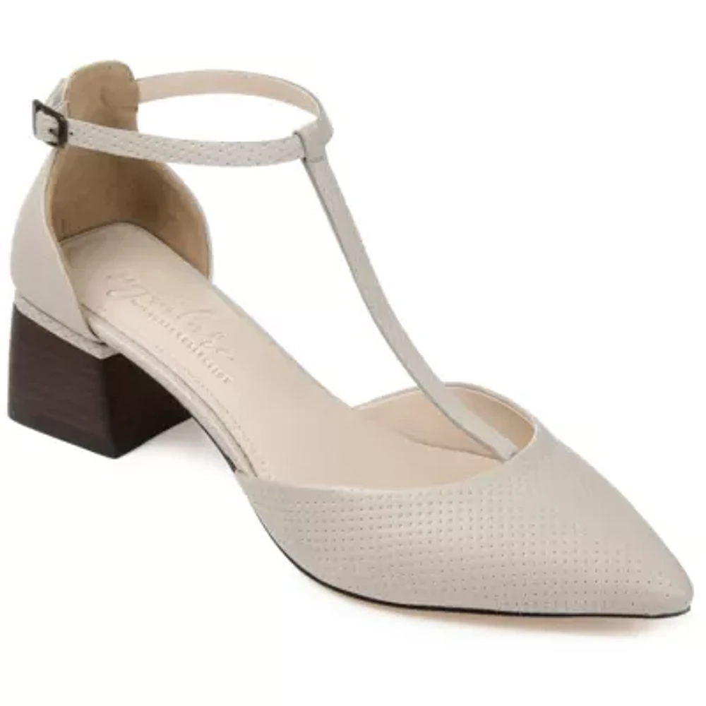 Journee Signature Cameela Womens Pointed Closed Toe Stacked Heel Pumps