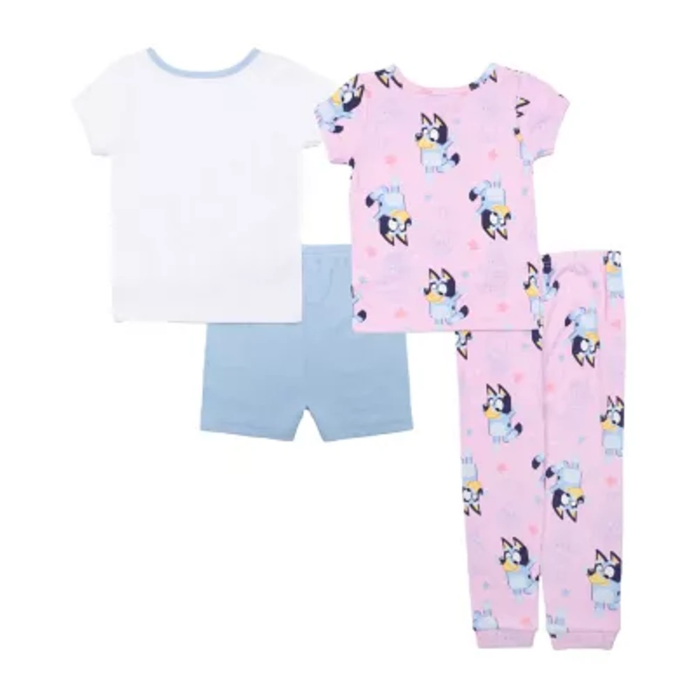 Toddler Girls Bluey Crew Neck Short Sleeve 4-pc. Pajama Sets