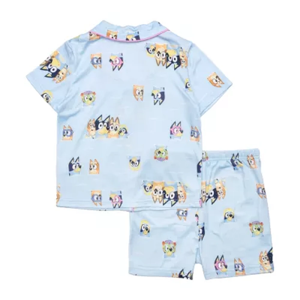 Toddler Girls Bluey V-Neck Short Sleeve 2-pc. Pajama Sets