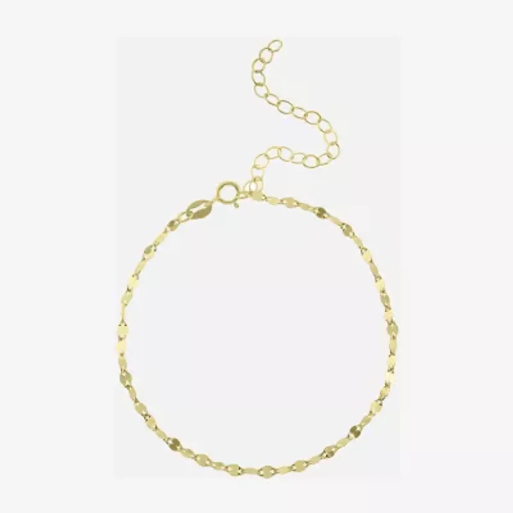 Silver Treasures Womens 14K Gold Over Silver 9 Inch Semisolid Ankle Bracelet