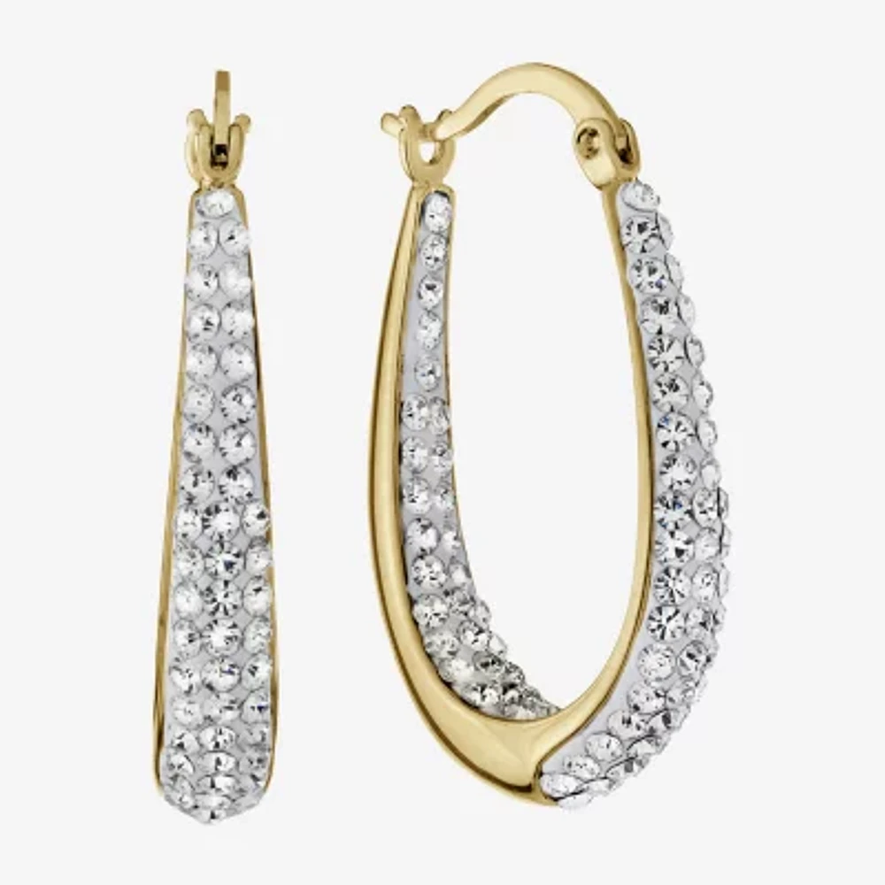 Sparkle Allure Womens Crystal 24K Gold Over Brass 28mm Hoop Earrings