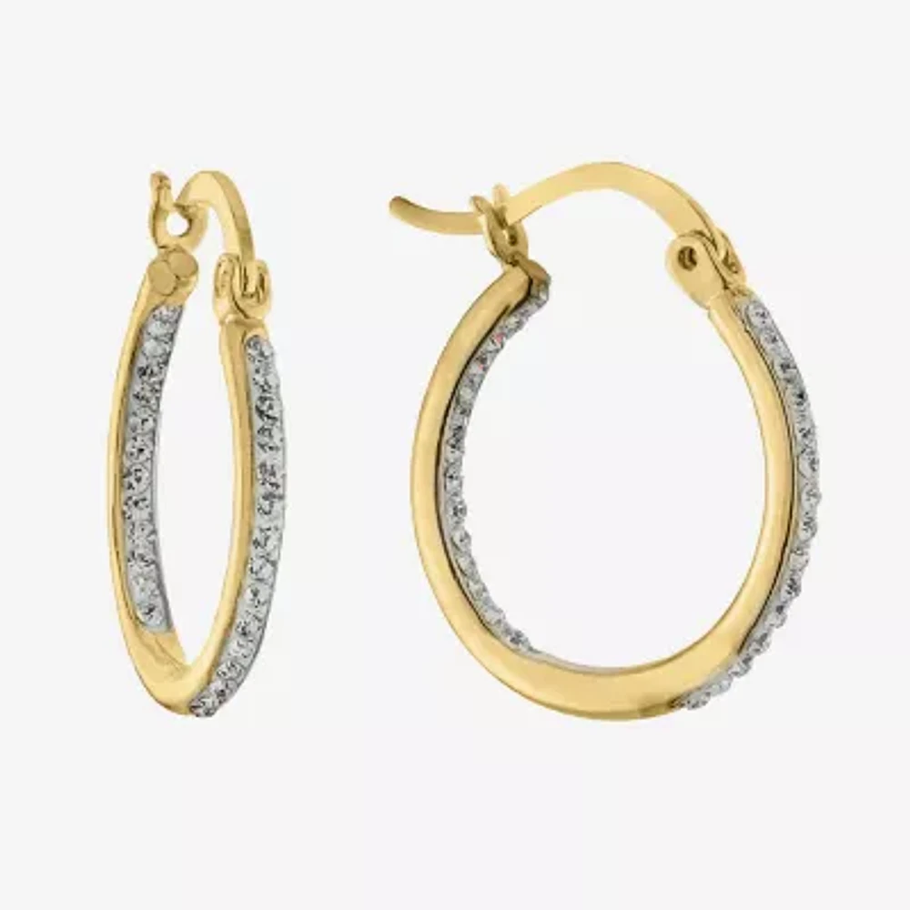 Sparkle Allure Womens Crystal 24K Gold Over Brass 20mm Hoop Earrings