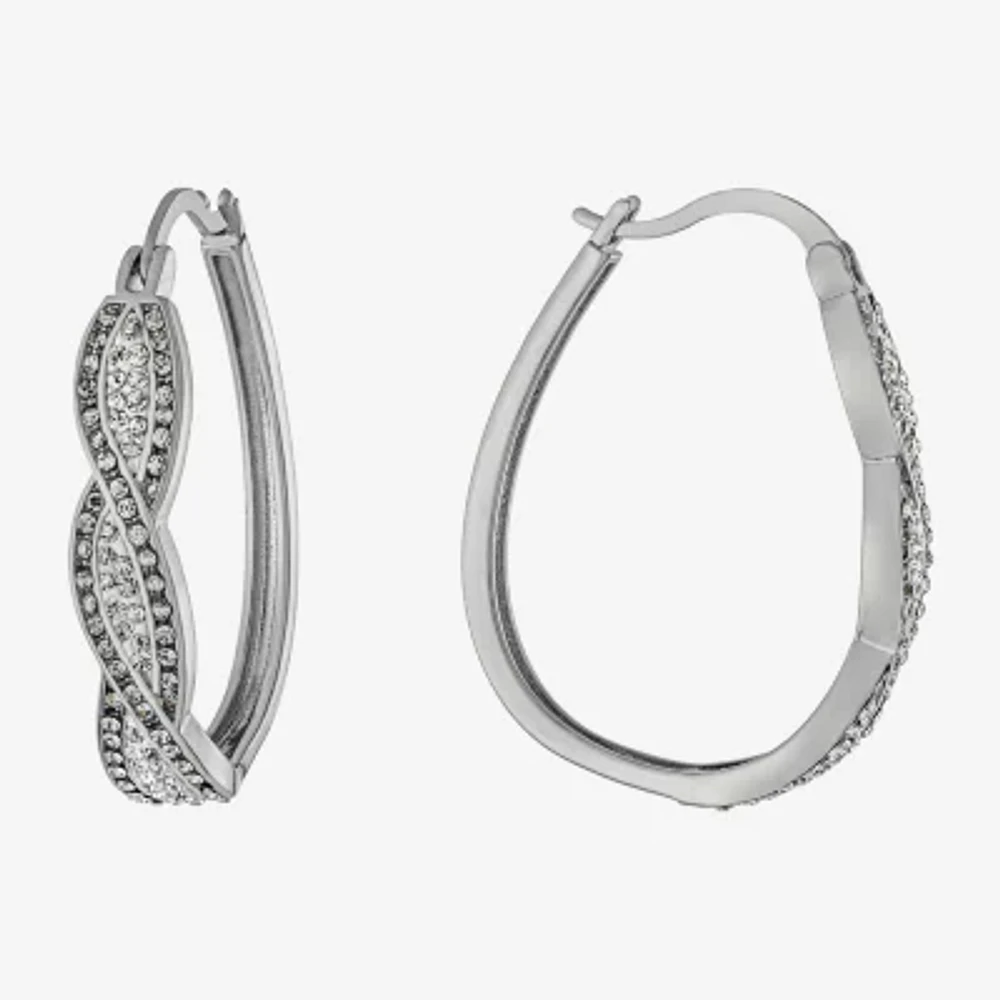 Sparkle Allure Twist Womens Crystal 34.7mm Hoop Earrings