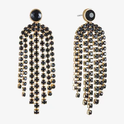 Bijoux Bar Gold Tone Womens Black Glass Hypoallergenic Drop Earrings