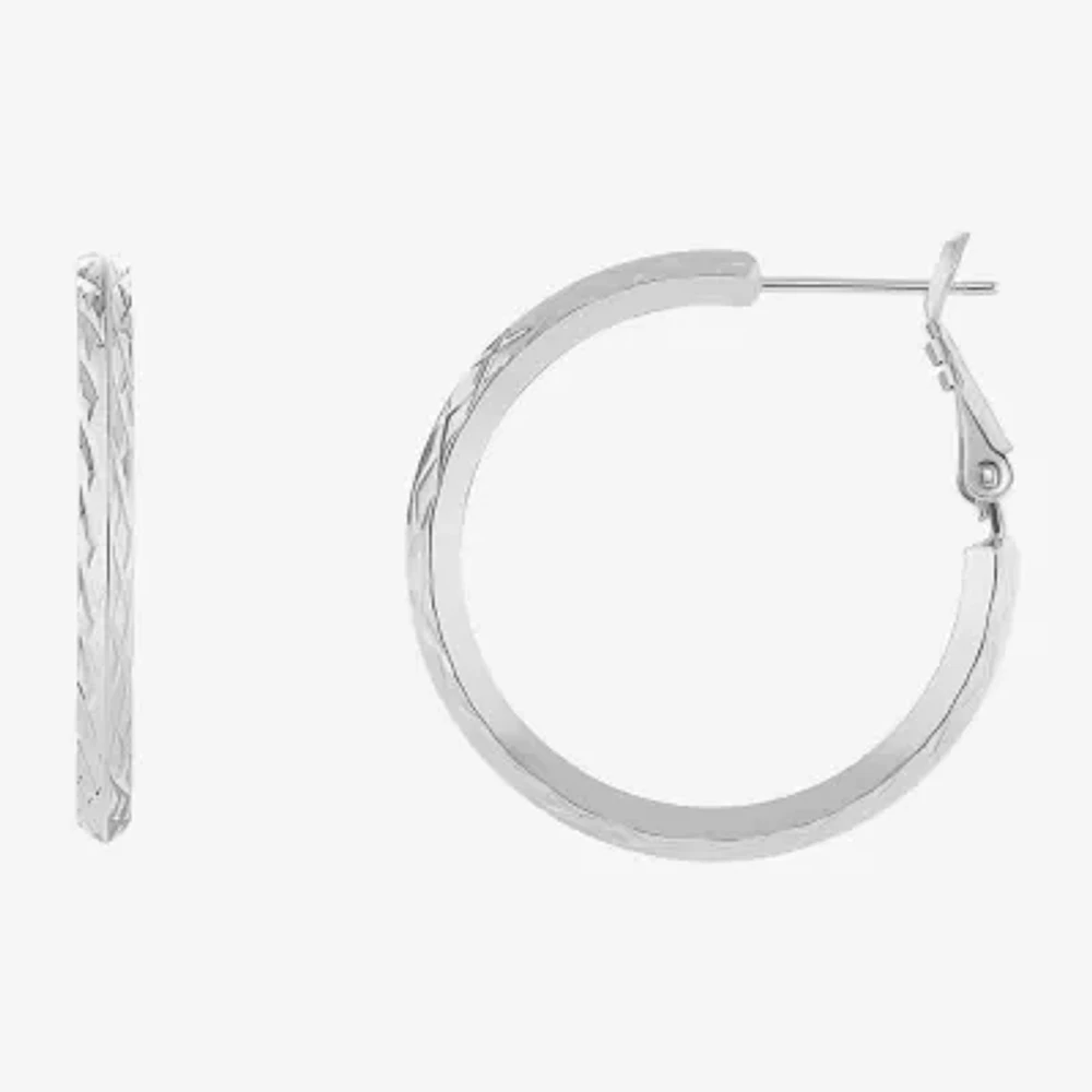 Silver Reflections Diamond Cut Womens 30mm Hoop Earrings