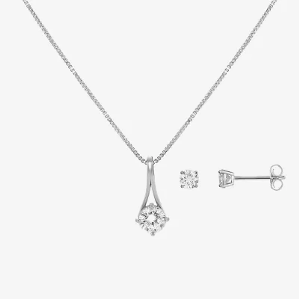 Sparkle Allure Womens Cubic Zirconia Pure Silver Over Brass Round 2-pc. Jewelry Set