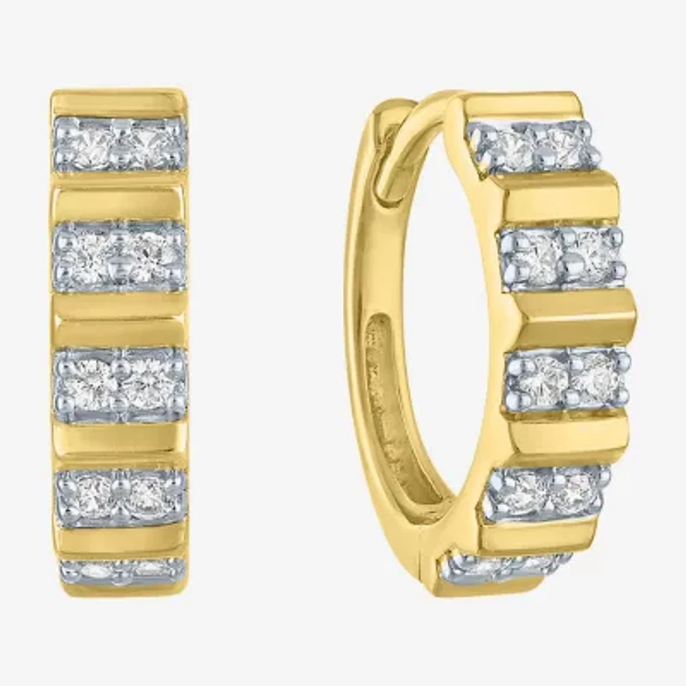 (I1-I2/G-H) Womens 1/6 CT. T.W. Lab Grown White Diamond 10K Gold 13mm Hoop Earrings