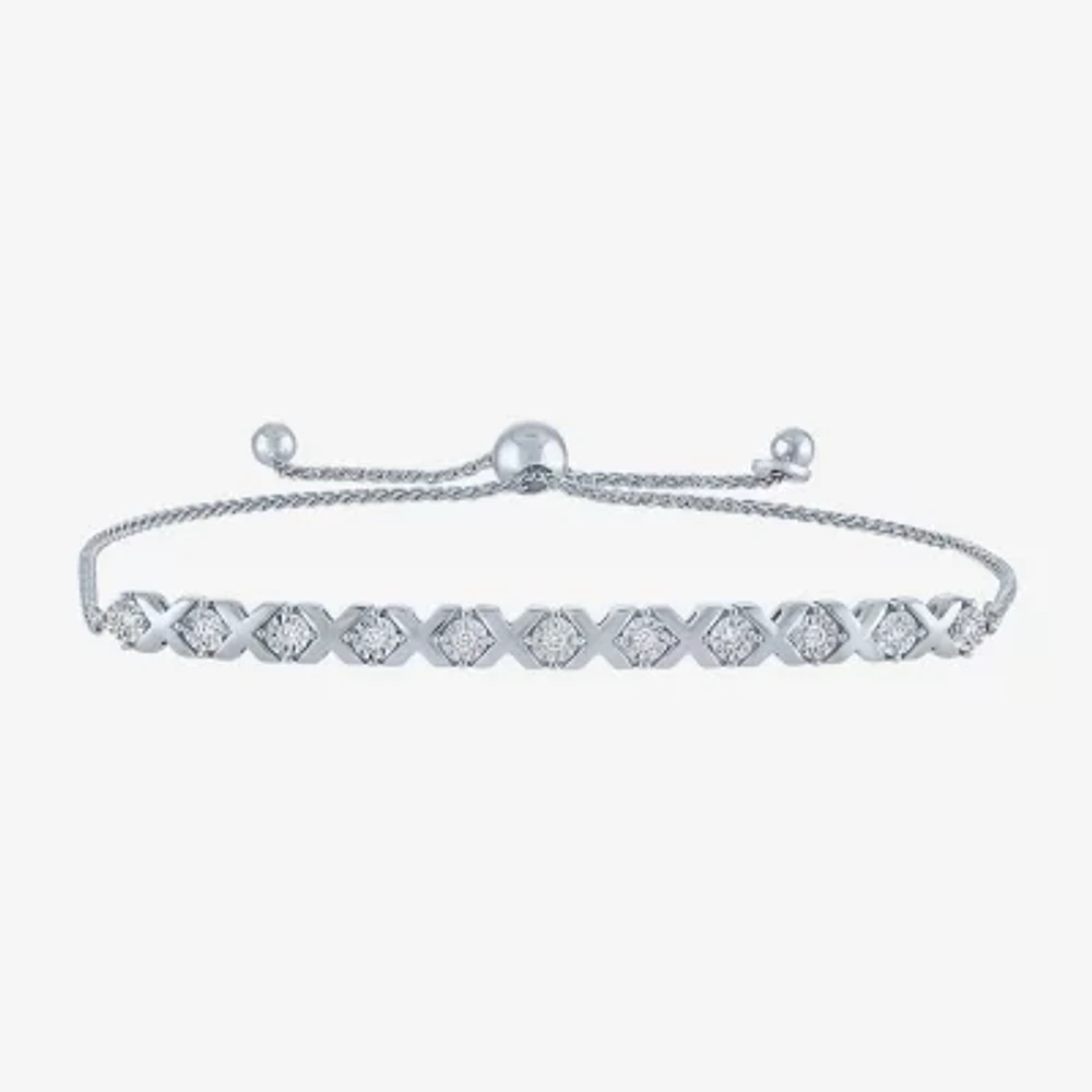 (I1-I2/ G-H) Womens 1/10 CT. T.W. Lab Grown White Diamond Sterling Silver Bolo Bracelet