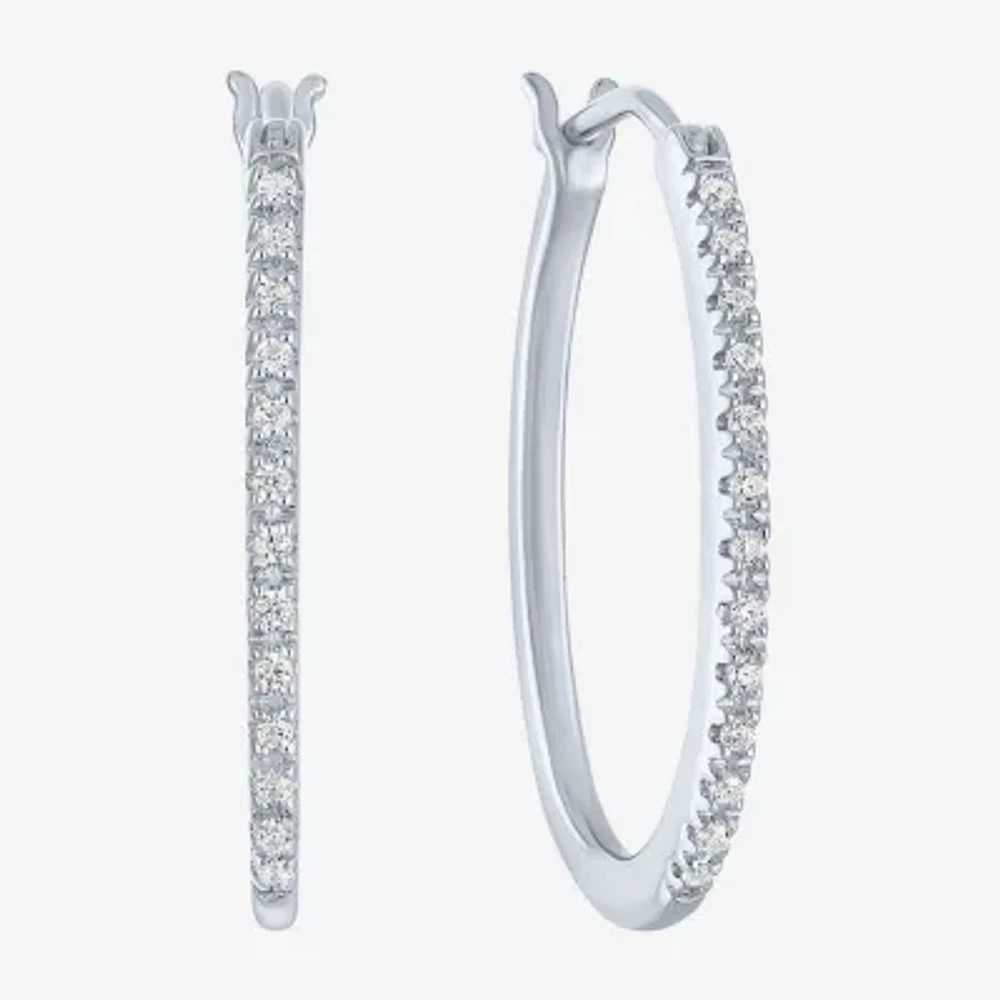 (I1-I2/ G-H) Womens 1/10 CT. T.W. Lab Grown White Diamond Sterling Silver Hoop Earrings