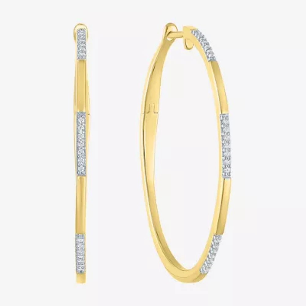 (I1-I2/ G-H) Womens 1/10 CT. T.W. Lab Grown White Diamond 14K Gold Over Silver Sterling Silver Hoop Earrings