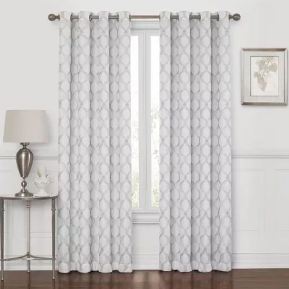 Max Blackout Prescott Grommet Top Embroidered 100% Single Curtain Panel
