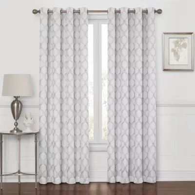 Max Blackout Prescott Grommet Top Embroidered 100% Single Curtain Panel