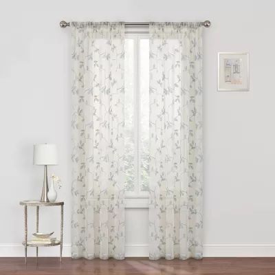 Regal Home Meadow Rod Pocket Embroidered Sheer Single Curtain Panel