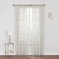 Regal Home Meadow Rod Pocket Embroidered Sheer Single Curtain Panel