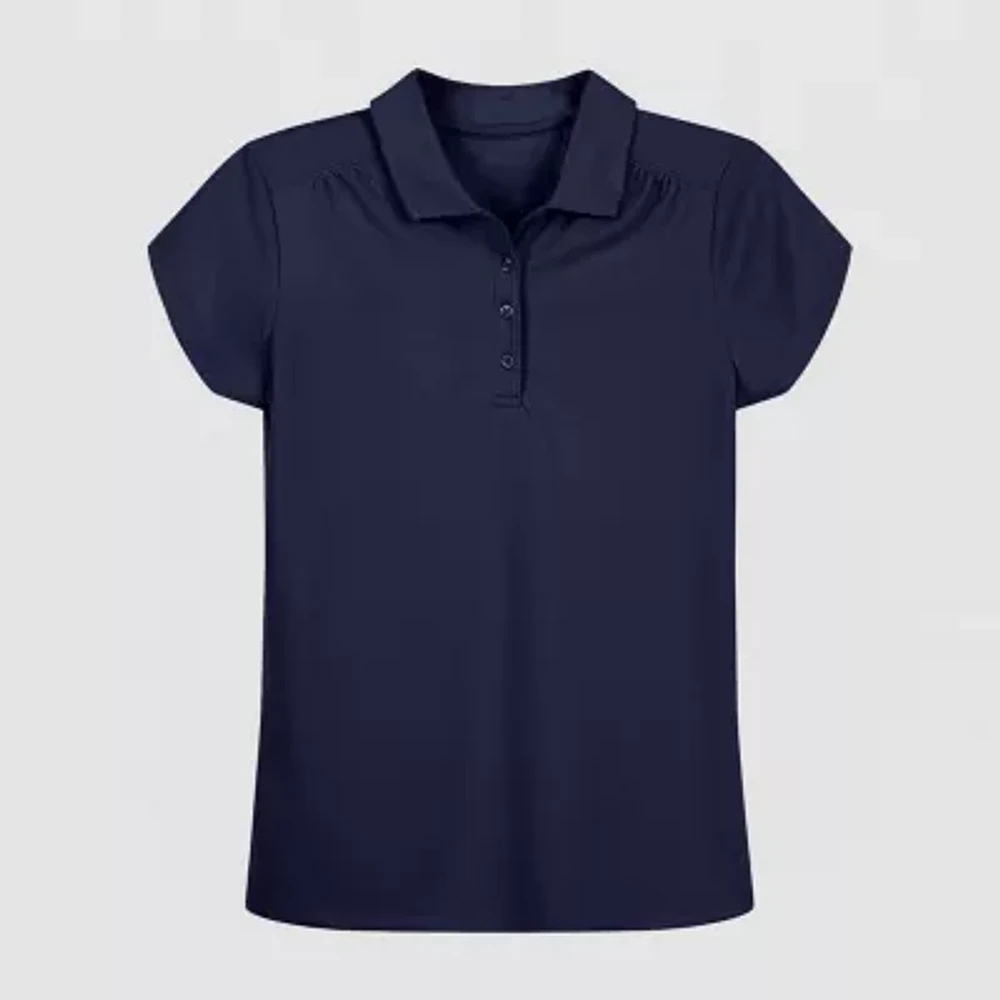IZOD Performance Mesh Little & Big Kid Girls Short Sleeve Regular Fit Wrinkle Resistant Moisture Wicking Polo Shirt