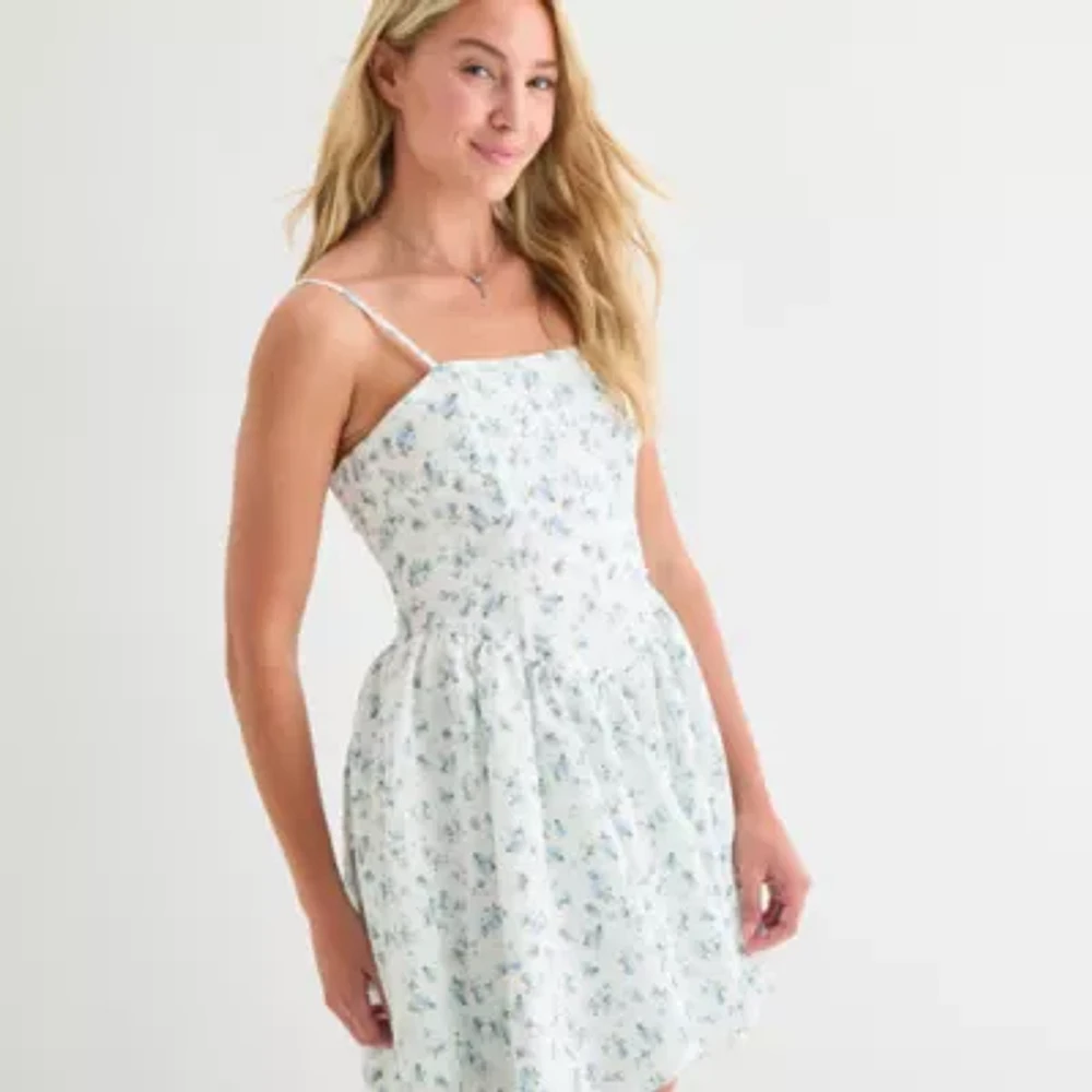 by&by Womens Floral Juniors Fit + Flare Dress