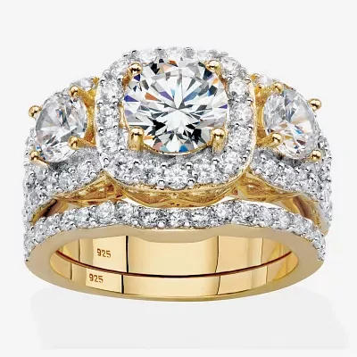 Diamonart Womens 3 3/4 CT. T.W. White Cubic Zirconia 14K Gold Over Silver Bridal Set