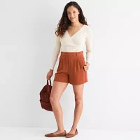 by&by Womens Mid Rise Juniors Pleated Short