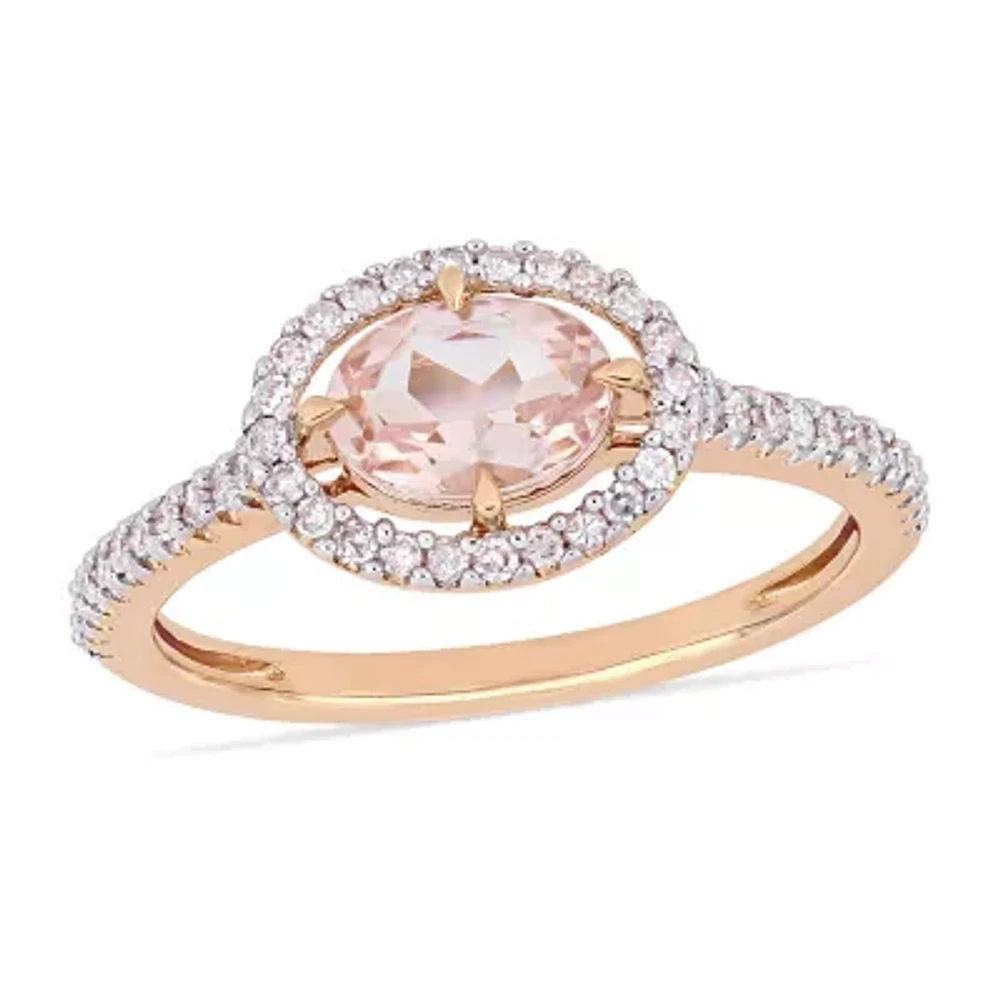 Womens 1/4 CT. T.W. Genuine Pink Morganite 14K Rose Gold Cocktail Ring