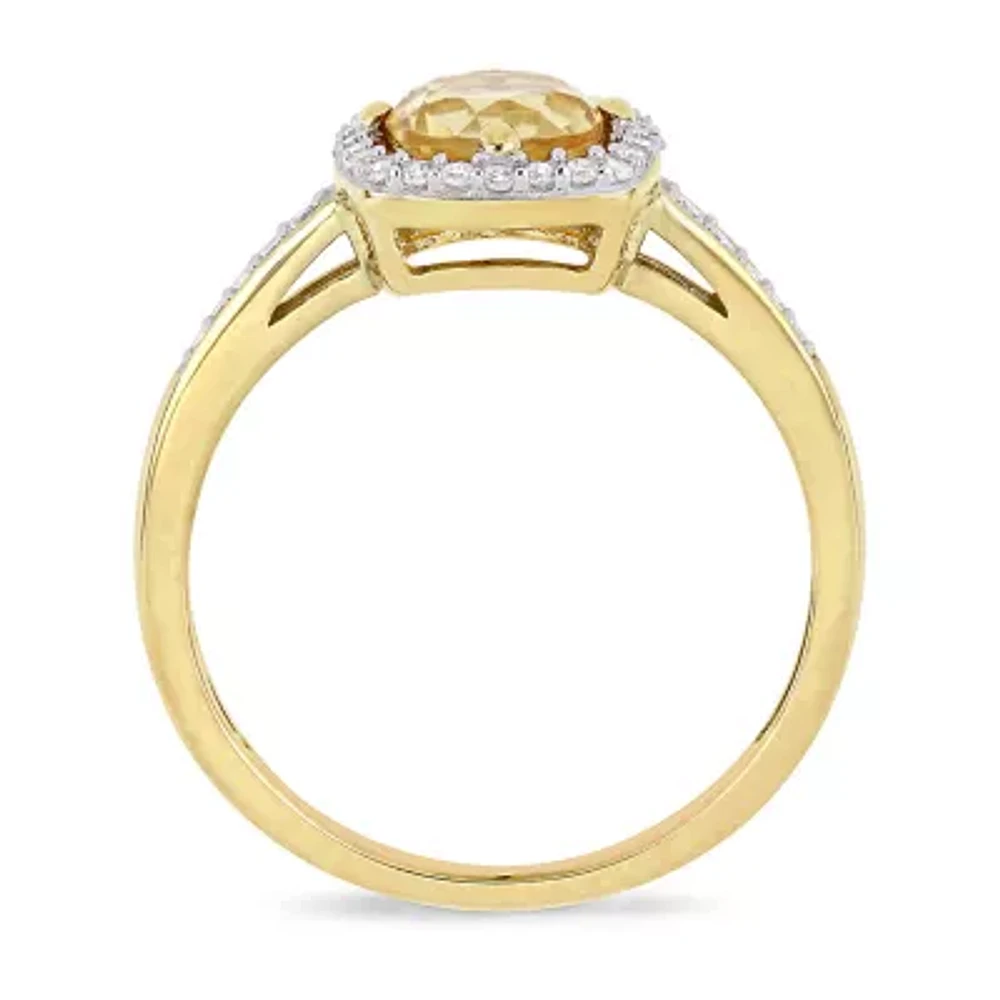 Womens 1/7 CT. T.W. Genuine Yellow Citrine 10K Gold Cocktail Ring