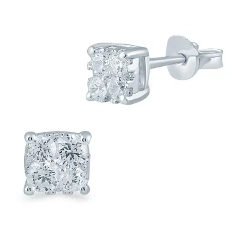 1/3 CT. T.W. Natural White Diamond Sterling Silver 4.2mm Stud Earrings