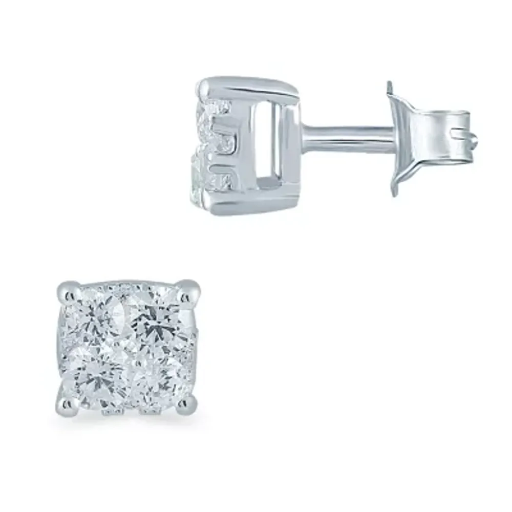 1/3 CT. T.W. Natural White Diamond Sterling Silver 4.2mm Stud Earrings