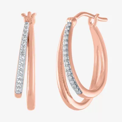 Womens 1/10 CT. T.W. Natural White Diamond 14K Rose Gold Over Silver 18.8mm Hoop Earrings