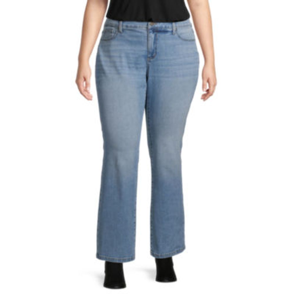 St. John's Bay Plus Womens Mid Rise Regular Fit Bootcut Jean