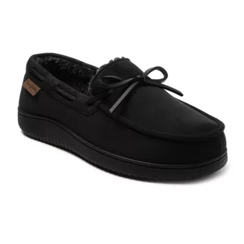 Dearfoams Mens Pierce Microsuede Moc with Tie Slippers
