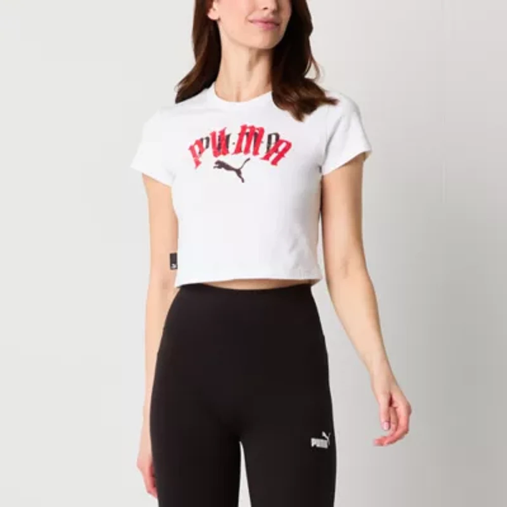 PUMA Play.Loud Womens Crew Neck Short Sleeve Active Crop Top