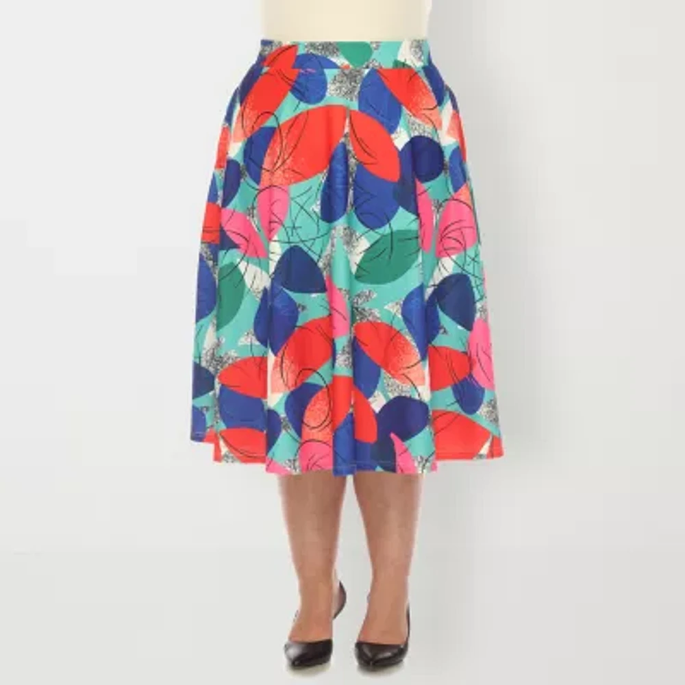 White Mark Womens Adjustable Features Midi Plus Pleated Skirt