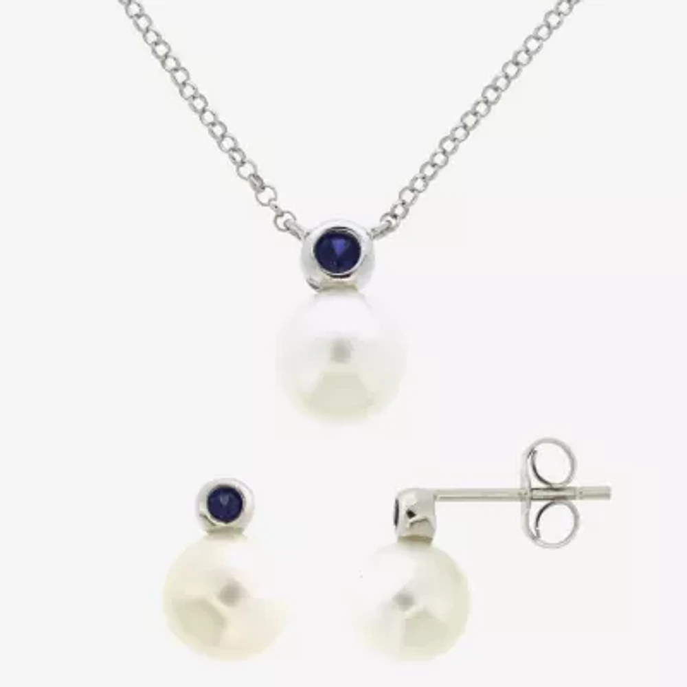 Womens White Cultured Freshwater Pearl Sterling Silver 3-pc. Jewelry Set