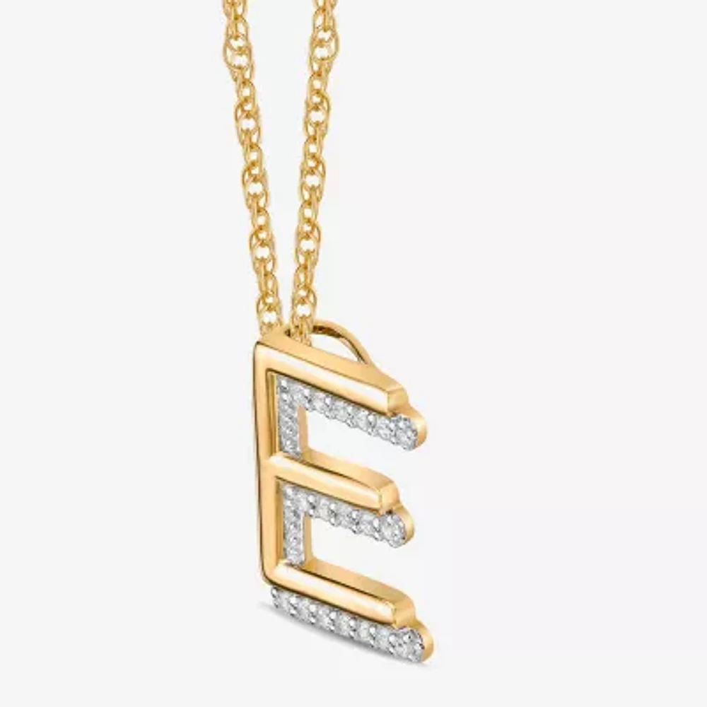 Initial Womens 1/10 CT. T.W. Natural White Diamond 10K Gold 18 Inch Pendant Necklace