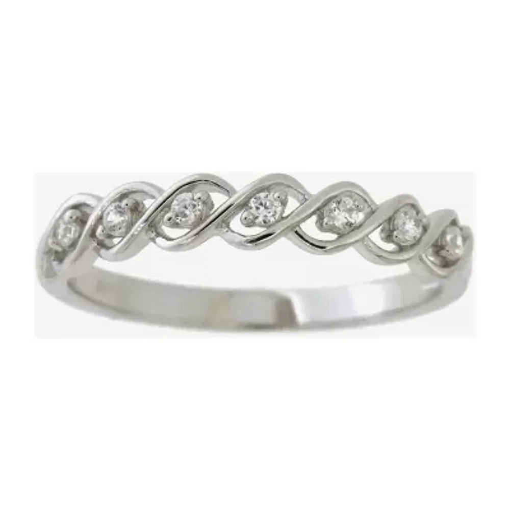 Womens 2MM 1/10 CT. T.W. Natural White Diamond Sterling Silver Band