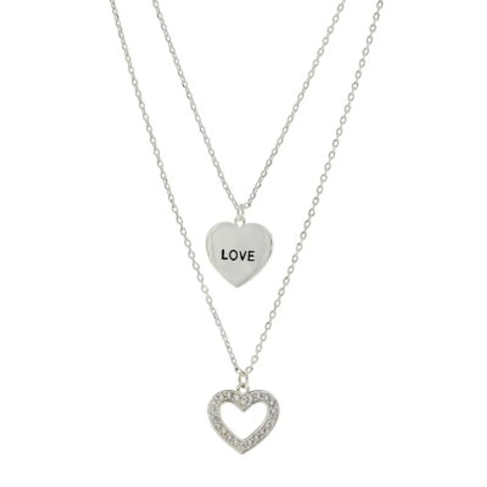 Sparkle Allure Womens Cubic Zirconia Heart 2-pc. Necklace Set