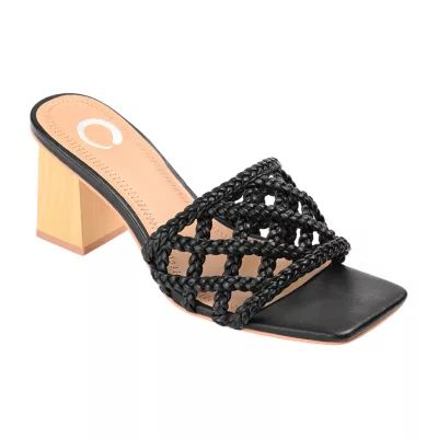 Journee Collection Womens Evvie Open Toe Block Heel Pumps