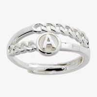 Sparkle Allure Initial Womens 3MM White Mother Of Pearl 14K Gold Over Brass Round Band