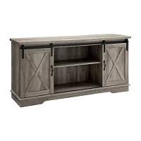 Farmhouse 65" Sliding Barndoor Wood TV Stand