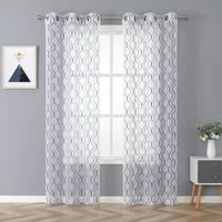 Regal Home Cairo Grommet Top Embroidered Sheer Set of 2 Curtain Panel
