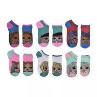 Little & Big Kid Girls Multi-Pack 6 Pair LOL No Show Socks
