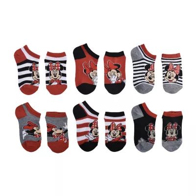 6 Pair No Show Socks Girls Minnie Mouse