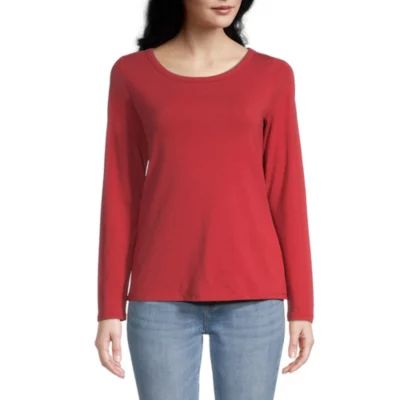 a.n.a Womens Crew Neck Long Sleeve Adaptive T-Shirt