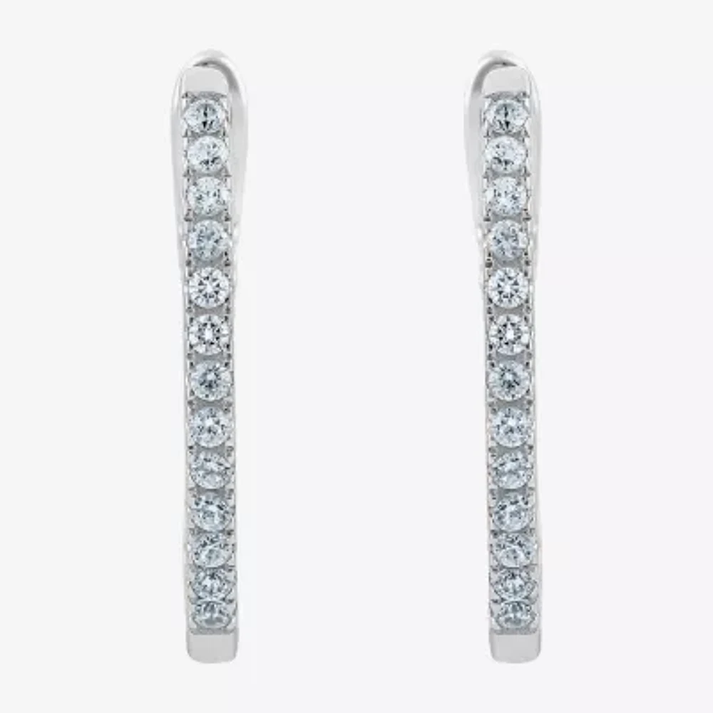 (H-I / I1) 1/4 CT. T.W. Lab Grown White Diamond 14K or Yellow Gold 16.4mm Hoop Earrings