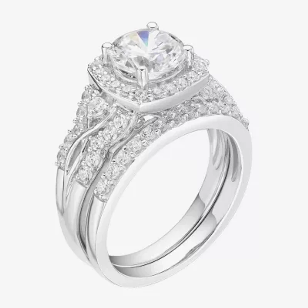 DiamonArt® Womens 2 CT. T.W. White Cubic Zirconia Sterling Silver Bridal Set