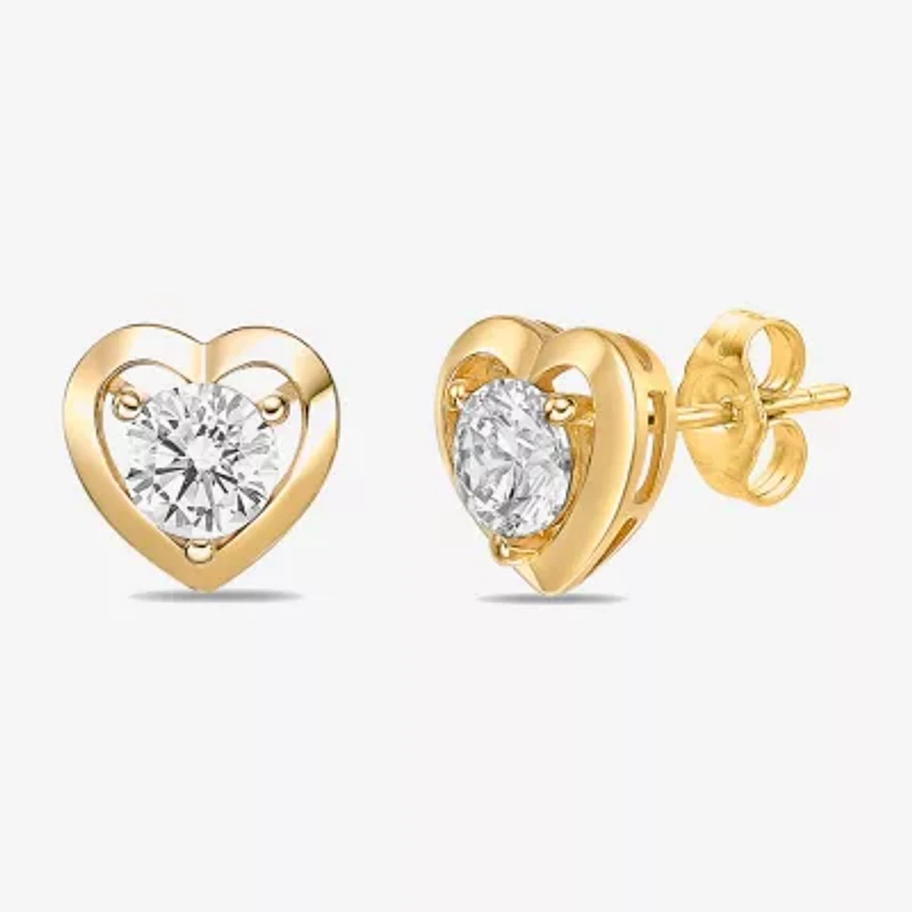 Diamonart Womens Cubic Zirconia Sterling Silver 9mm Heart Single Earring