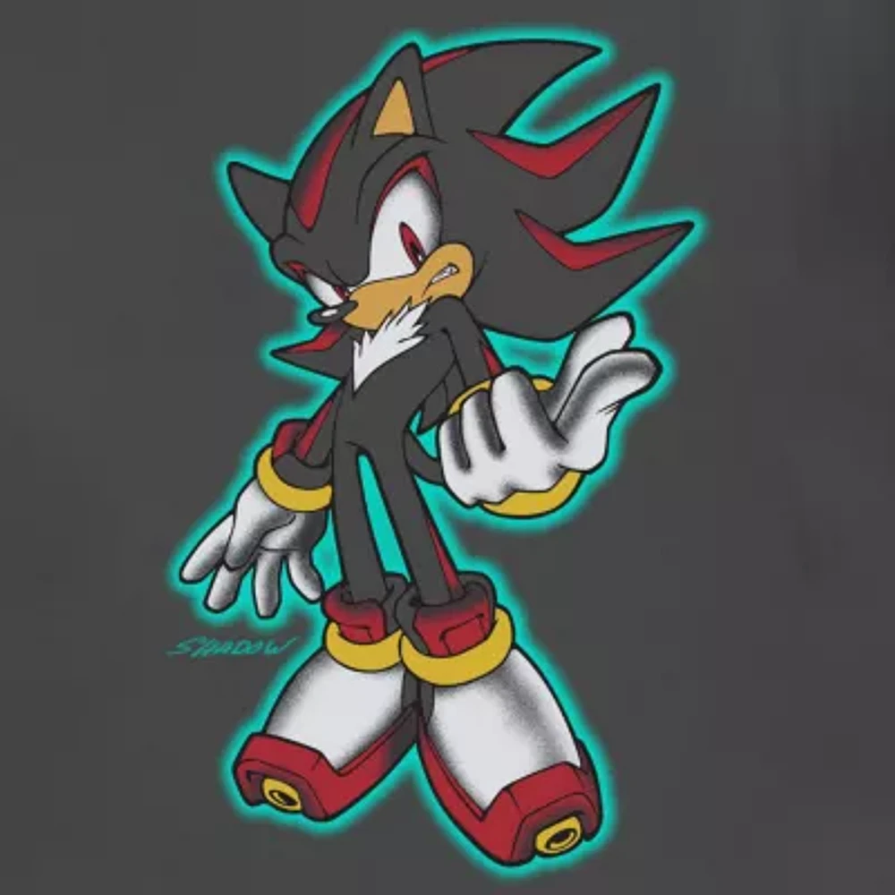 Shadow Little & Big Kid Boys Crew Neck Short Sleeve Regular Fit Sonic the Hedgehog Graphic T-Shirt