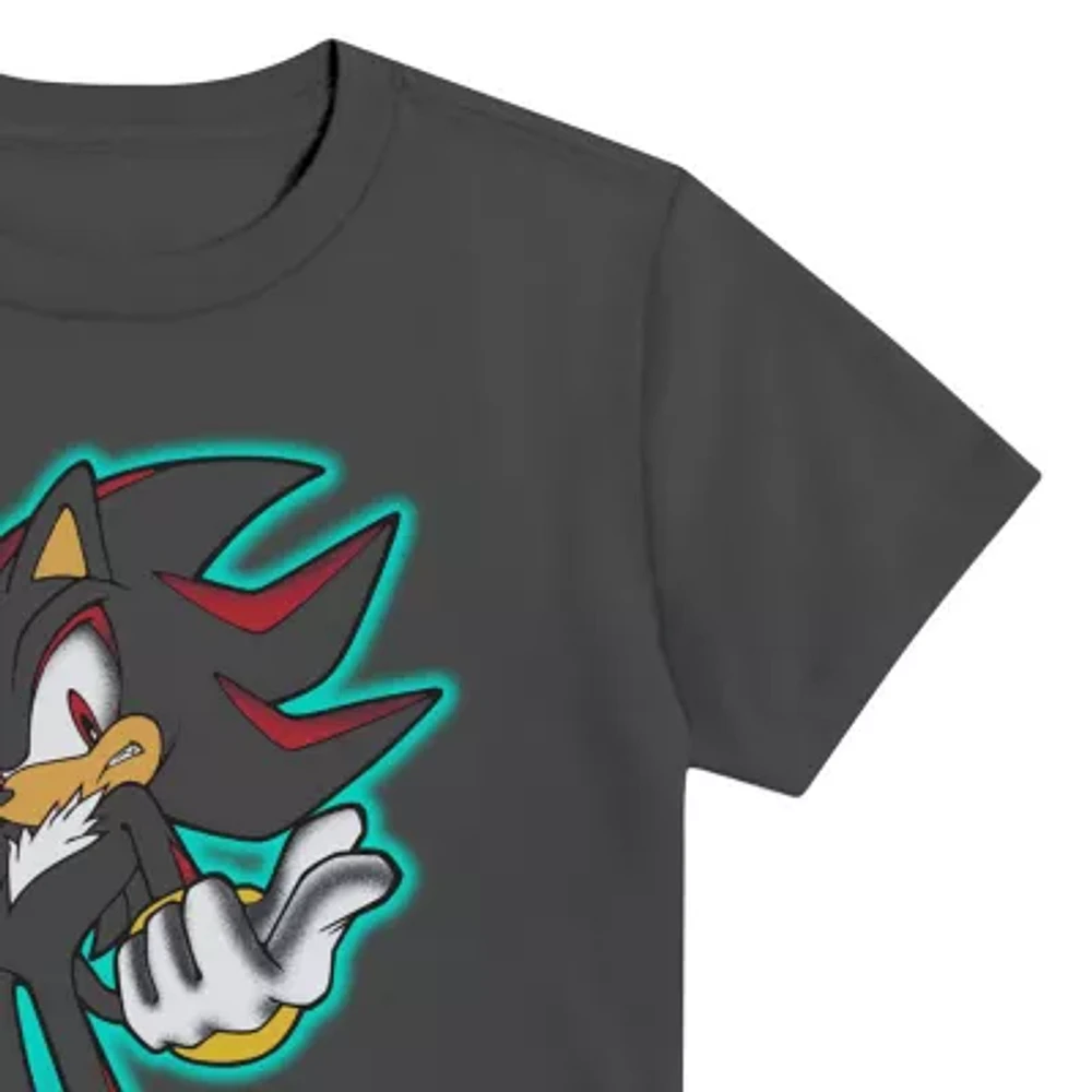 Shadow Little & Big Kid Boys Crew Neck Short Sleeve Regular Fit Sonic the Hedgehog Graphic T-Shirt